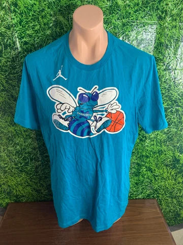 NBA Charlotte Hornets Basketball Short Sleeve T-Shirt Teal Nike Size XL Cover