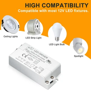 LED Light Driver AC 120V/240V to DC 12V Transformer Power Adapter Converter 24W - Picture 1 of 7