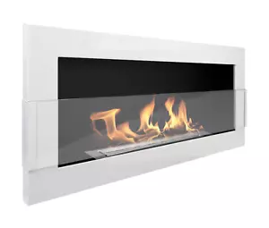Bioethanol Bio-Recessable Fireplace 900x400mm Bright White + Glass - Picture 1 of 12