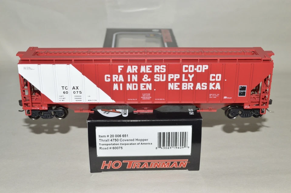 HO scale Atlas Farmers Coop Grain Minden NE Thrall 4750 covered hopper car 60075 - Image 1 of 1