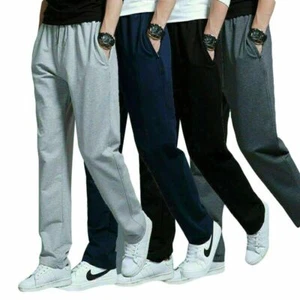  Herren Vlies Joggen offener Saum Unterteil einfacher Reißverschluss Tasche Laufhose S-5XL - Bild 1 von 21