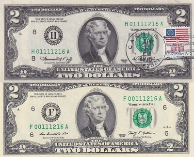 United States Of America, 2 Dollars , 1976-2009, UNC, (total 2  banknotes) - Image 1 of 2
