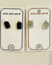 Set of 2 Alex and Ani black&green Quartz Earrings, 925 sterling silver, drop