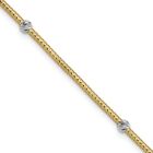 14K Two-tone Gold Woven Flexible Beads 7.25 in Bracelet for Women 1.1g