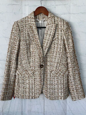 NWT Veronica Beard Cutaway Dickey Tweed Blazer Jacket - Ivory - Size 4 US - Image 1 of 4
