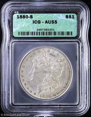 1880-S $1 Morgan Silver Dollar ICG AU 55 - Image 1 of 4