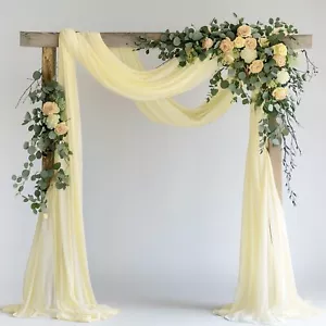 Wedding Arch Draping Fabric 28.7"x20FT Beige Sheer Backdrop Drapes Decor - Picture 1 of 7