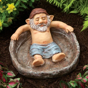 Old Man Gnome Chilling Out In Pool Garden Sculpture - Picture 1 of 1