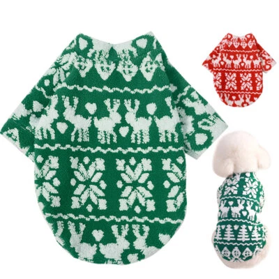 Xmas/Festival Pet Dog Sweater Warm Coat Fleece Jumpers Clothes Puppy Winter Vest - Image 1 of 4