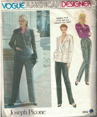 2552 Vintage Vogue Sewing Pattern Misses Jacket Blouse Pants Joseph Picone OOP - Image 1 of 2