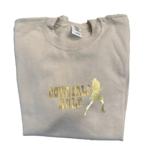  Cowgirl Cowboy Western Sweatshirts  Cowgirl Rule  Beige Small - Picture 1 of 2