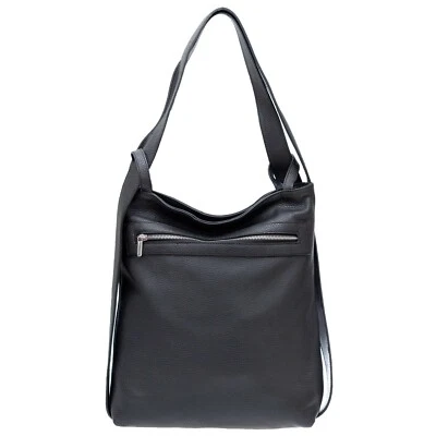 Bolso de hombro/mochila grande de cuero de becerro negro hecho en Italia Nardelli Foto 1 de 4