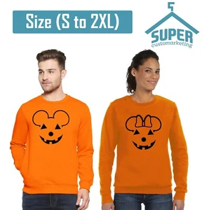 Halloween Couple CREWNECK MOUSE EARS PUMPKIN Halloween Party Funny Sweatshirt - Picture 1 of 3