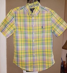 Ralph Lauren Boy's Size S(8) Short Sleeve Button-Down Plaid Shirt. - Picture 1 of 3
