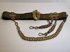 Knights Templar Masonic Sword Belt Leather w/ Metal Buckle & Chains EW Brainard