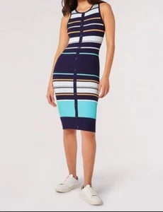 APRICOT Katie Midi Dress Women's XS Multicolor Blue Casual Knit Button New $110 - Picture 1 of 12