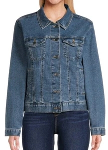 Neu Damen blau Denim Jeans Jacke lässige Waschung Stretch mehrere Größen - Bild 1 von 17