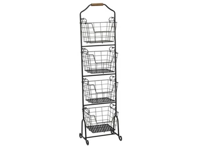 Ferme 4-Tier Metal Floor Standing Fruit/Home Storage Market Basket, Antique B... - Image 1 of 4