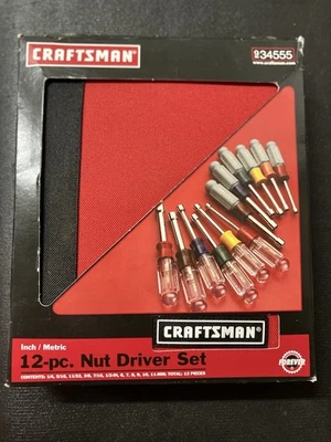 NOS Vintage Sears Craftsman 12pc SAE/Metric Nut Driver Set 34555 Made in USA - Image 1 of 4