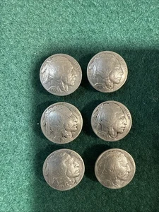 Indian head nickel buttons set of six - Picture 1 of 2