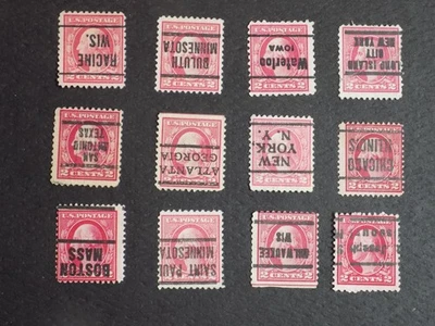 (12) INVERTED USED US Different CITIES PREC DEF.-stamps-11--18-C-2 C WASHINGTON - Image 1 of 2