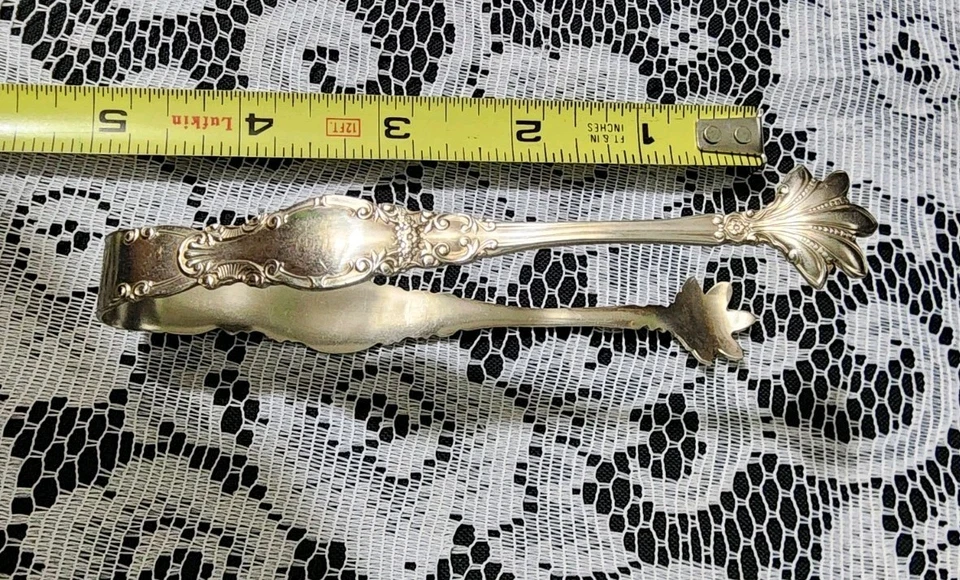 😎 RARO ANTIGUO c1898! PINZAS PARA CUBO DE AZÚCAR "4,5" CHAPADAS EN PLATA PATRÓN MELROSE ◽️🤍 Foto 1 de 4