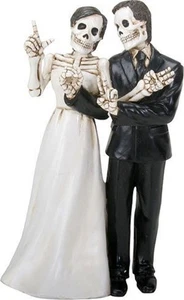 Love Never Dies Skeleton Wedding Couple Bride and Groom Figurine, 6.25-inches... - Picture 1 of 2