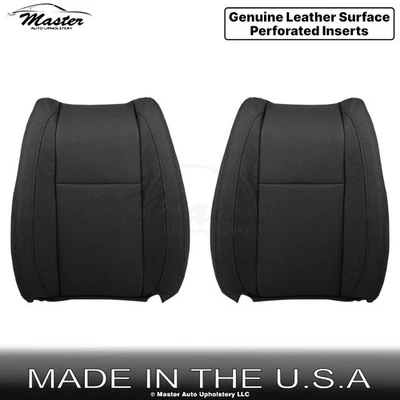 2007-2015 Fits Mazda CX-9 Genuine Leather Perforated Front Top Seat Covers Black - Image 1 of 4