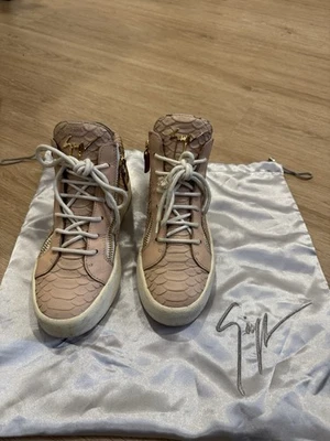 Giuseppe Zanotti Snakeskin Embossed Leather Double Zip High Top Sneaker Size 37 - Image 1 of 4