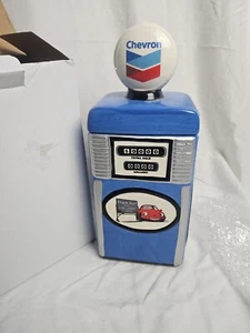 Excellent Condition Rare Chevron Gas Pump Ceramic Cookie Jar, Size 12” x 5” x 4” - Picture 1 of 8