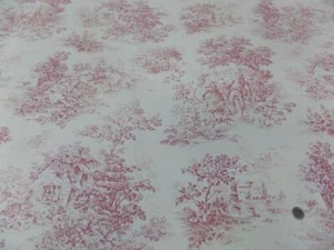 Satin Cotton Romantic Patterns Off White & Red Toy Canvas Fabric - Picture 1 of 7