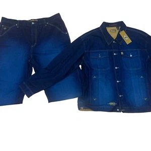 Mens Enyce 90s Y2K Hip Hop Dark Denim Jacket Set sz 42 NWT - Picture 1 of 6