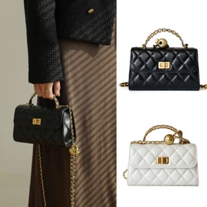 Mini borsa trapuntata in vera pelle piccola patta con frizione catena tote moda - Foto 1 di 18