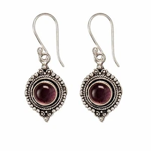 81stgeneration Indian Earrings Silver Brass Round Amethyst Rope Dot Work Drop - Imagen 1 de 10