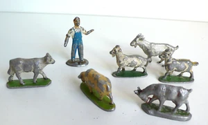 QUIRALU LOT CHÈVRES MOUTONS FERMIER Ht 6 cm ÉTAT DE JEU - Imagen 1 de 2