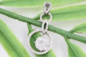 0.65 Carat Natural Diamond 18 karat White Gold Pendant 16 Inches Marquise-Round - Picture 1 of 5