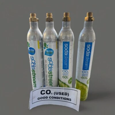 Lote de 4 botes de repuesto de cilindros de CO2 SodaStream vacíos 60L 14,5 oz Foto 1 de 3