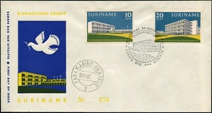 Suriname 308-309 Diakonessen Hospital Opening FDC 1962 Paramaribo Postmark Cover - Picture 1 of 1