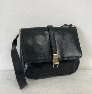Firenze Black Leather Handbag Shoulder Bag Smart Occasion Career 80s 90s - Imagen 1 de 10