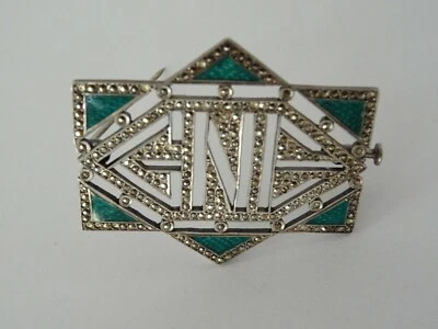 ANTICA SPILLA IN ARGENTO,MARCASITE E SMALTI STELLA DI DAVID. FRANCIA PRIMI 900 - Immagine 1 di 4