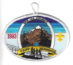 BSA ORE IDA COUNCIL CAMP MORRISON 1993 MINT POCKET PATCH - Picture 1 of 3
