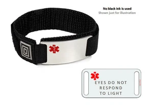 EYES DO NOT RESPOND TO LIGHT Sport Medical Alert ID Bracelet Free Emergency Card - Picture 1 of 3