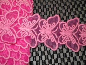 2 Yards in 2 1/8" Breite in Fushsia Pink Farbe Poly Baumwolle & weicher Organza Borte - Bild 1 von 4