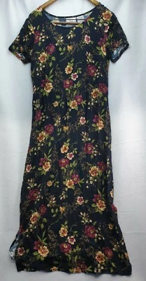 Vestido Studio Ease para mujer talla 6 negro con patrón floral multicolor manga corta Foto 1 de 4