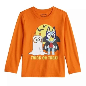 Bluey Halloween Shirt Size 4 5 6 7 8 Boys Kid Girl T Tee Bingo Orange Disney NWT - Picture 1 of 2
