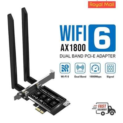 WiFi 6 PCIe AX1800 Wireless Adapter Dual Band 2.4/5GHz Card BT 5.2 Desktop Win11 - Image 1 of 4
