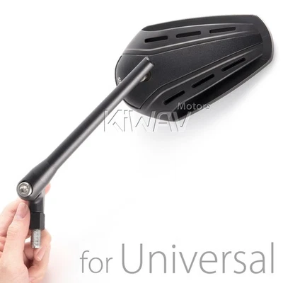 rétroviseur noir ZIPPER style aluminum stem 10mm 5/16" fitting pour custom bike - Photo 1/4