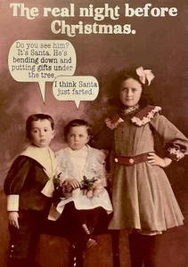 "Santa just farted! Just as I thought... it's Dad" FUNNY CHRISTMAS CARD - Picture 1 of 2