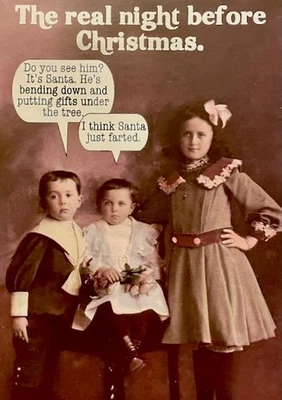 "Santa just farted! Just as I thought... it's Dad" FUNNY CHRISTMAS CARD - Image 1 of 2