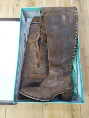 Botas hasta la rodilla DIBA True Sunset Sail OTK con cordones de cuero coñac para mujer talla 8 Foto 1 de 4